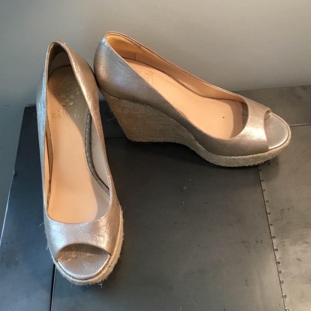 Vince Camuto gold espadrille wedge